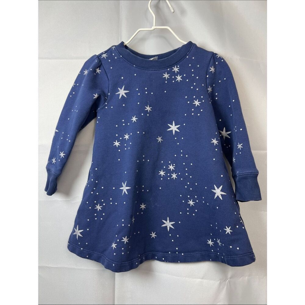Hanna Andersson Navy blue silver star print sweatshirt dress crewneck size 2T
